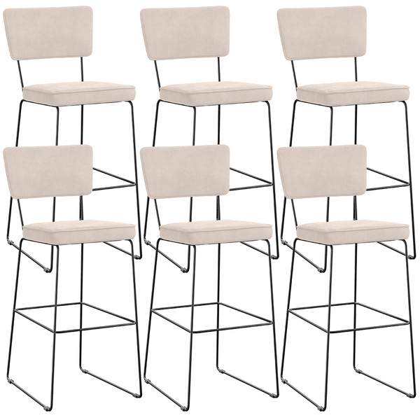 Kit 06 Banquetas Alta Para Cozinha Sala De Jantar Base Em Aço