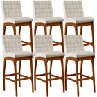 Kit 06 Banquetas Alta Para Cozinha Sala De Jantar Fixa Mila L