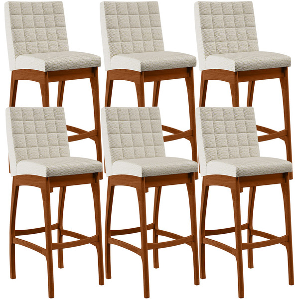 Kit 06 Banquetas Alta Para Cozinha Sala De Jantar Fixa Mila L