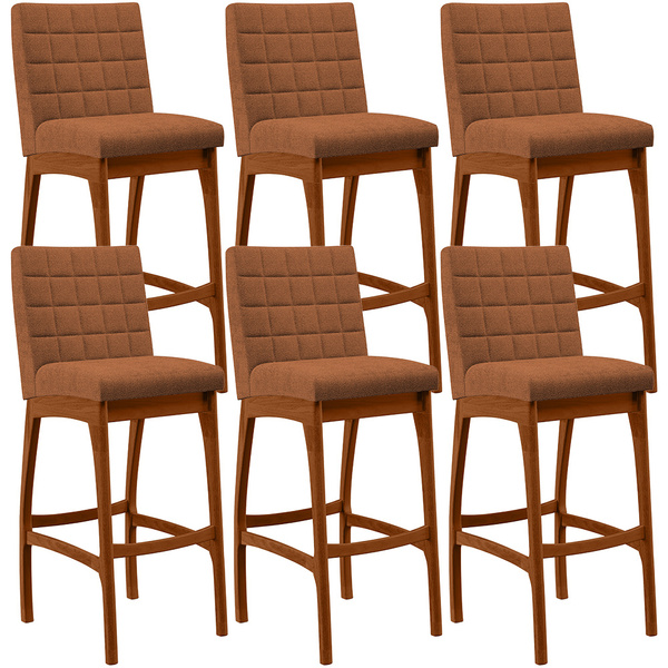 Kit 06 Banquetas Alta Para Cozinha Sala De Jantar Fixa Mila L