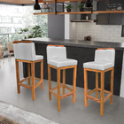 Kit 06 Banquetas Alta Rubi Veludo Base Fixa De Madeira - Pall