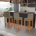 Kit 06 Banquetas Alta Rubi Veludo Capuccino Base Fixa De Made