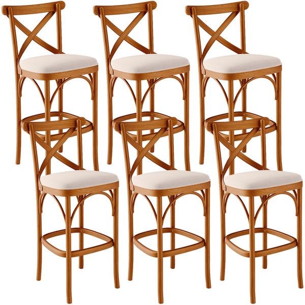 Kit 06 Banquetas Altas Cozinha Bancada Bar Sala De Jantar Est