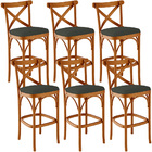 Kit 06 Banquetas Altas Cozinha Bancada Bar Sala Jantar Estofa