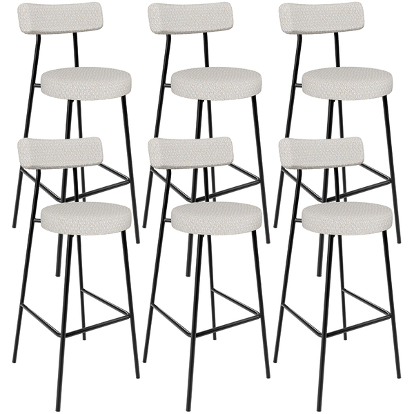 Kit 06 Banquetas Altas Cozinha Bar Sala De Jantar Em Aço Milã