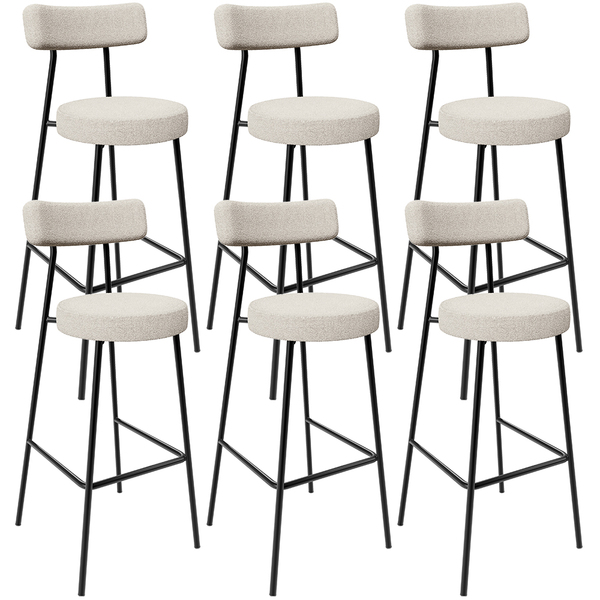 Kit 06 Banquetas Altas Cozinha Bar Sala De Jantar Em Aço Milã