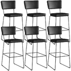 Kit 06 Banquetas Altas Cozinha Sala Jantar Base Em Aço Fixa A