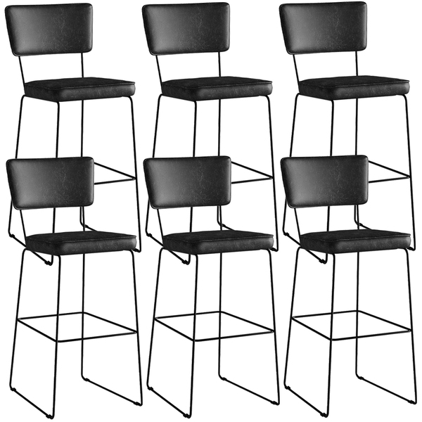 Kit 06 Banquetas Altas Cozinha Sala Jantar Base Em Aço Fixa A