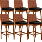 Kit 06 Banquetas Altas Cozinha Sala Jantar Fixa Mila L02 Cour