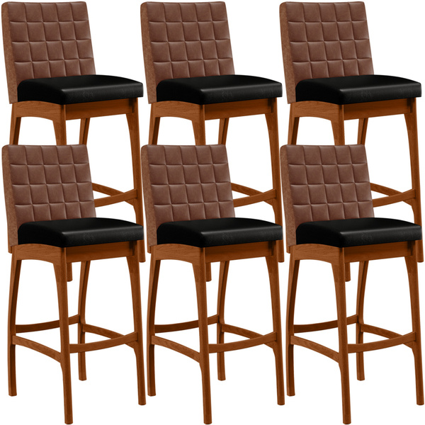 Kit 06 Banquetas Altas Cozinha Sala Jantar Fixa Mila L02 Cour