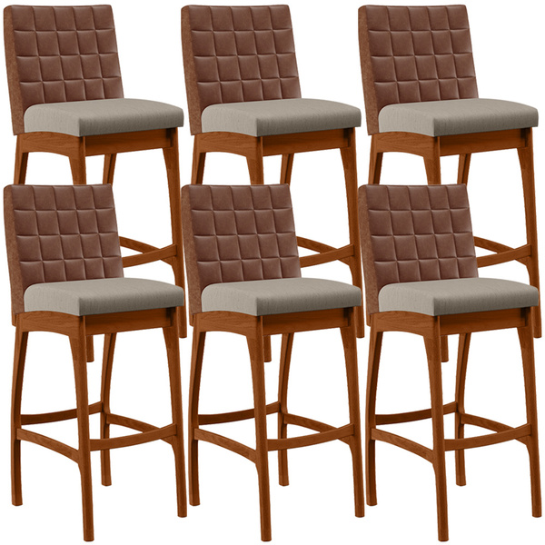 Kit 06 Banquetas Altas Cozinha Sala Jantar Fixa Mila L02 Cour