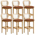 Kit 06 Banquetas Altas Para Cozinha Bancada Sala Tela Betta F