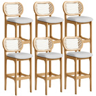 Kit 06 Banquetas Altas Para Cozinha Bancada Sala Tela Betta F