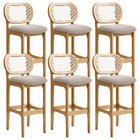 Kit 06 Banquetas Altas Para Cozinha Bancada Sala Tela Betta F