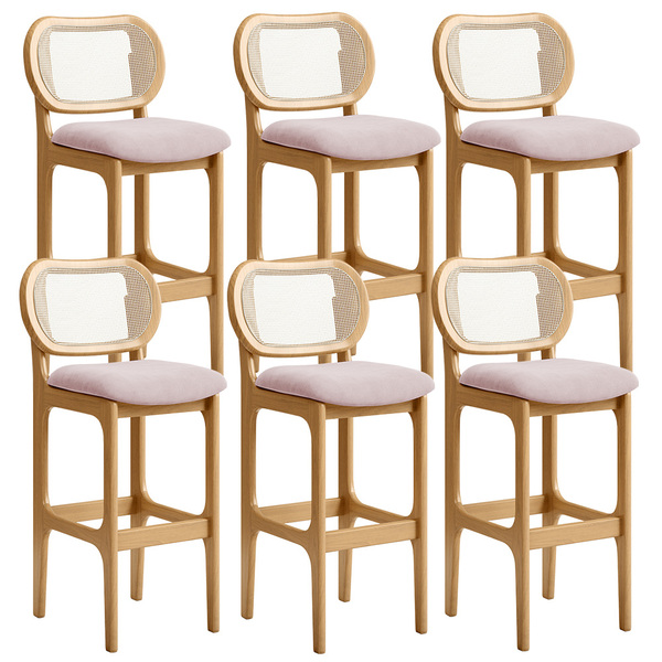 Kit 06 Banquetas Altas Para Cozinha Bancada Sala Tela Betta F