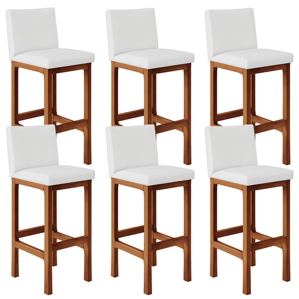 Kit 06 Banquetas Altas Para Cozinha Sala De Jantar Fixa Alya