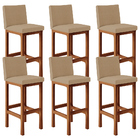 Kit 06 Banquetas Altas Para Cozinha Sala De Jantar Fixa Alya