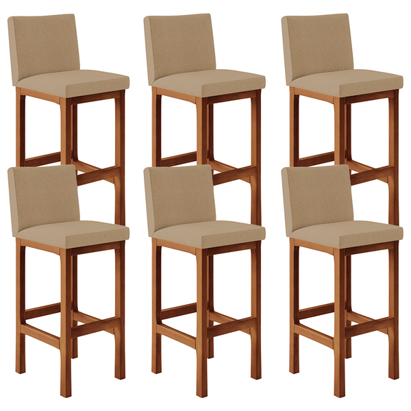 Kit 06 Banquetas Altas Para Cozinha Sala De Jantar Fixa Alya