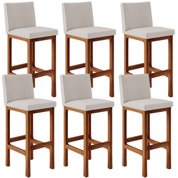 Kit 06 Banquetas Altas Para Cozinha Sala De Jantar Fixa Alya