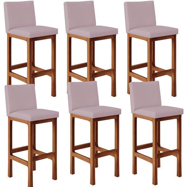 Kit 06 Banquetas Altas Para Cozinha Sala De Jantar Fixa Alya