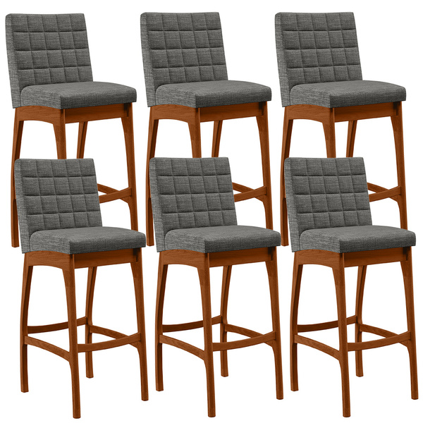 Kit 06 Banquetas Altas Para Cozinha Sala De Jantar Fixa Mila