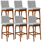 Kit 06 Banquetas Altas Para Cozinha Sala De Jantar Fixa Mila