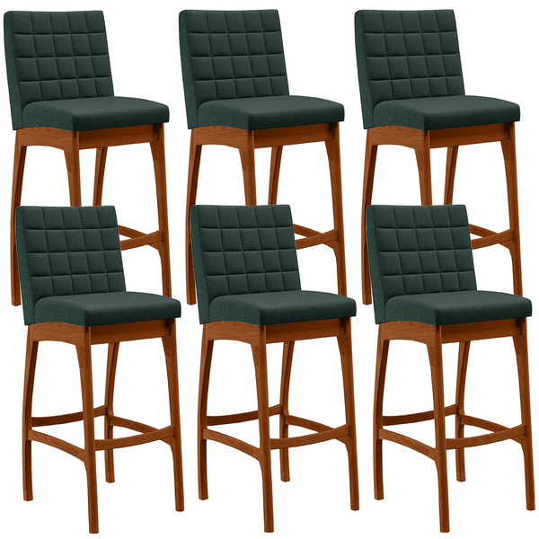 Kit 06 Banquetas Altas Para Cozinha Sala De Jantar Fixa Mila