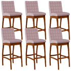 Kit 06 Banquetas Altas Para Cozinha Sala De Jantar Fixa Mila