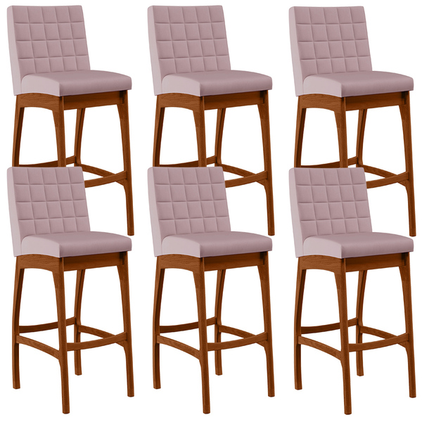 Kit 06 Banquetas Altas Para Cozinha Sala De Jantar Fixa Mila