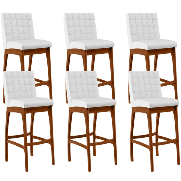 Kit 06 Banquetas Altas Para Cozinha Sala De Jantar Fixa Mila