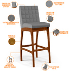 Kit 06 Banquetas Altas Para Cozinha Sala De Jantar Fixa Mila