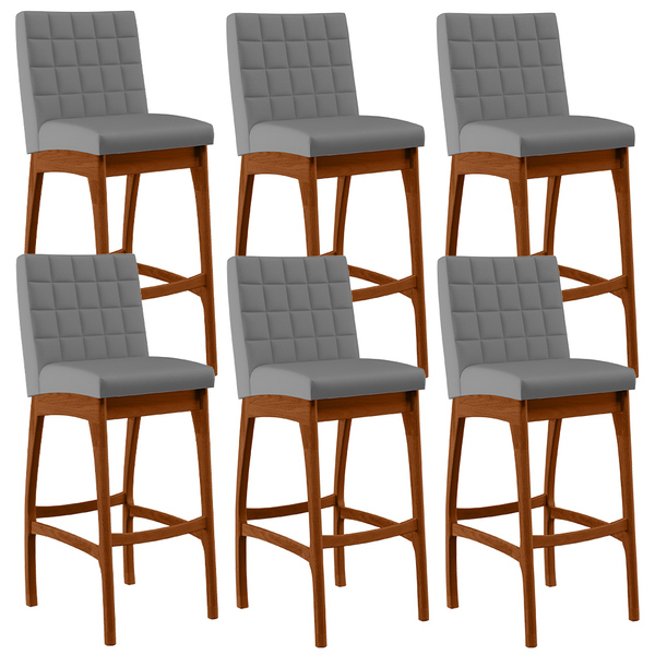 Kit 06 Banquetas Altas Para Cozinha Sala De Jantar Fixa Mila
