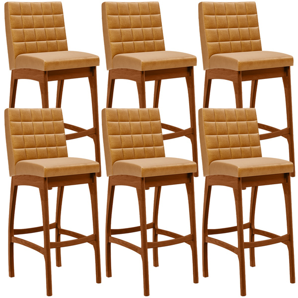 Kit 06 Banquetas Altas Para Cozinha Sala De Jantar Fixa Mila
