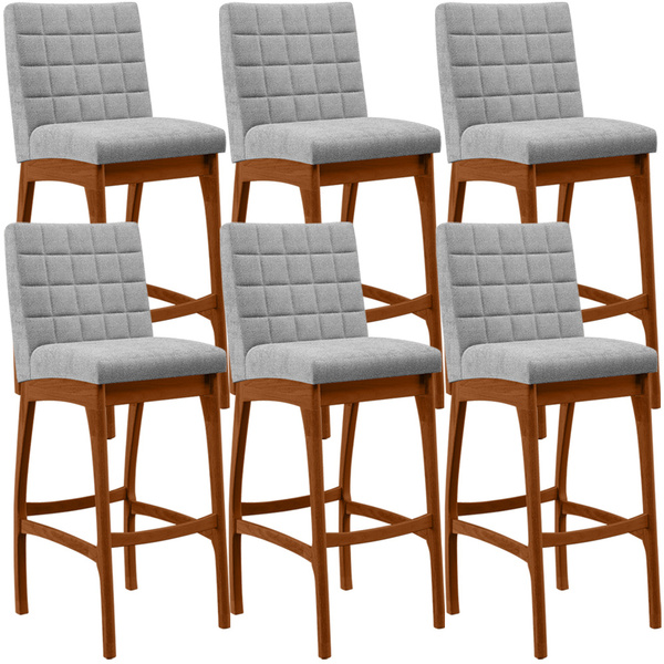 Kit 06 Banquetas Altas Para Cozinha Sala De Jantar Fixa Mila