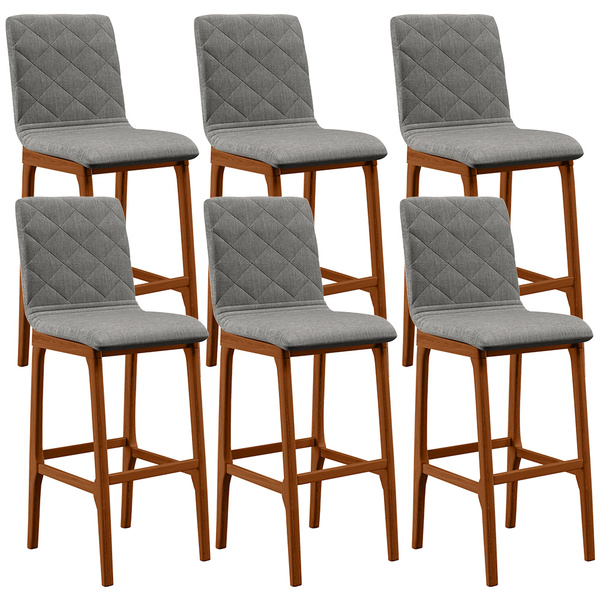 Kit 06 Banquetas Altas Para Cozinha Sala De Jantar Fixa Zoe L