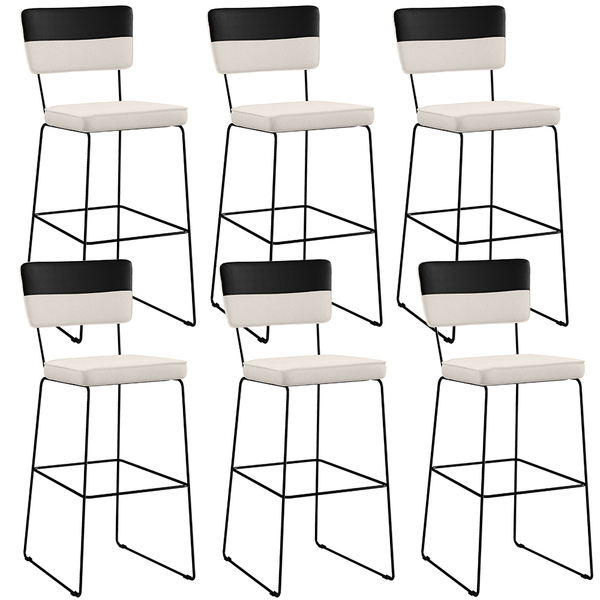 Kit 06 Banquetas Altas Sala De Jantar Allana L02 Faixa Facto