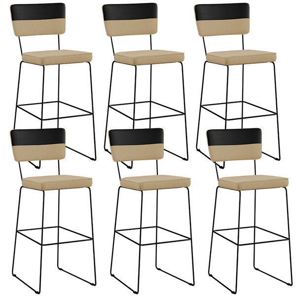 Kit 06 Banquetas Altas Sala De Jantar Allana L02 Faixa Facto