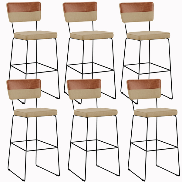 Kit 06 Banquetas Altas Sala Jantar Allana L02 Faixa Couríssim