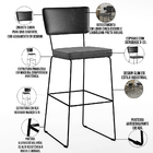 Kit 06 Banquetas Altas Sala Jantar Fixa Allana L02 Couríssimo