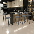 Kit 06 Banquetas Baixa Bar Cozinha Sala De Jantar Em Aço Milã