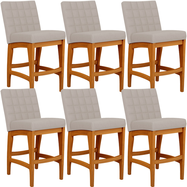 Kit 06 Banquetas Baixa Cozinha Bancada Bar Sala De Jantar Fix