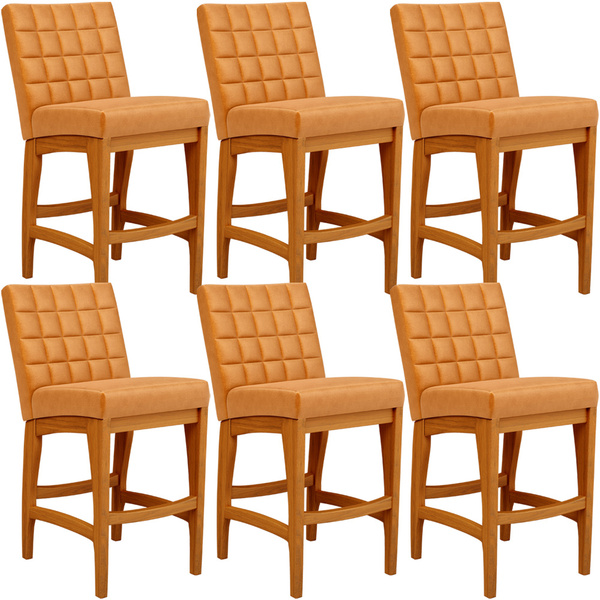 Kit 06 Banquetas Baixa Cozinha Bancada Bar Sala Jantar Fixa M