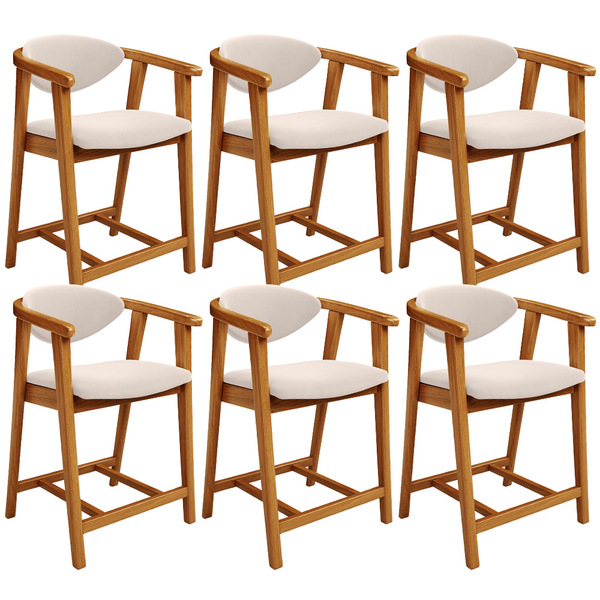 Kit 06 Banquetas Baixa Cozinha Sala De Jantar Bancada Cecília