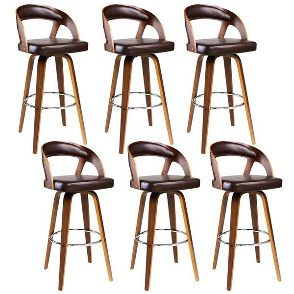 Kit 06 Banquetas Bar Para Cozinha Restaurante Giratória Mey B