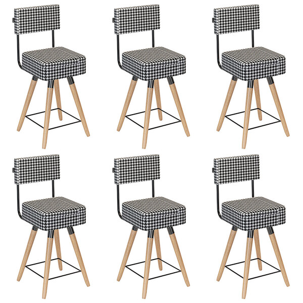 Kit 06 Banquetas Cadeiras Decorativas Barcelona 73cm Com Enco