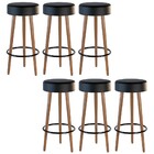 Kit 06 Banquetas Cozinha Londres Estofada D-33 Com Pés De Mad