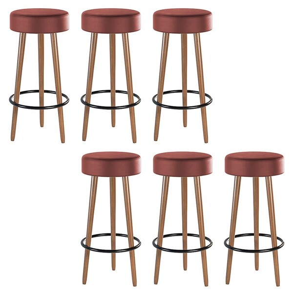 Kit 06 Banquetas Cozinha Londres Estofada D-33 Com Pés De Mad