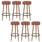 Kit 06 Banquetas Cozinha Londres Estofada D-33 Com Pés De Mad