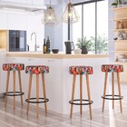 Kit 06 Banquetas Cozinha Londres Estofada D-33 Com Pés De Mad