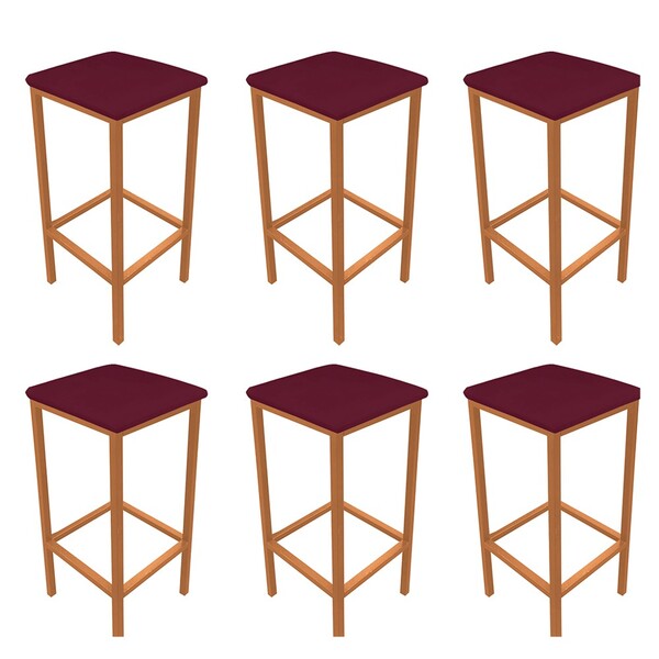 Kit 06 Banquetas Industrial Donna Suede Base Cobre D'rossi -